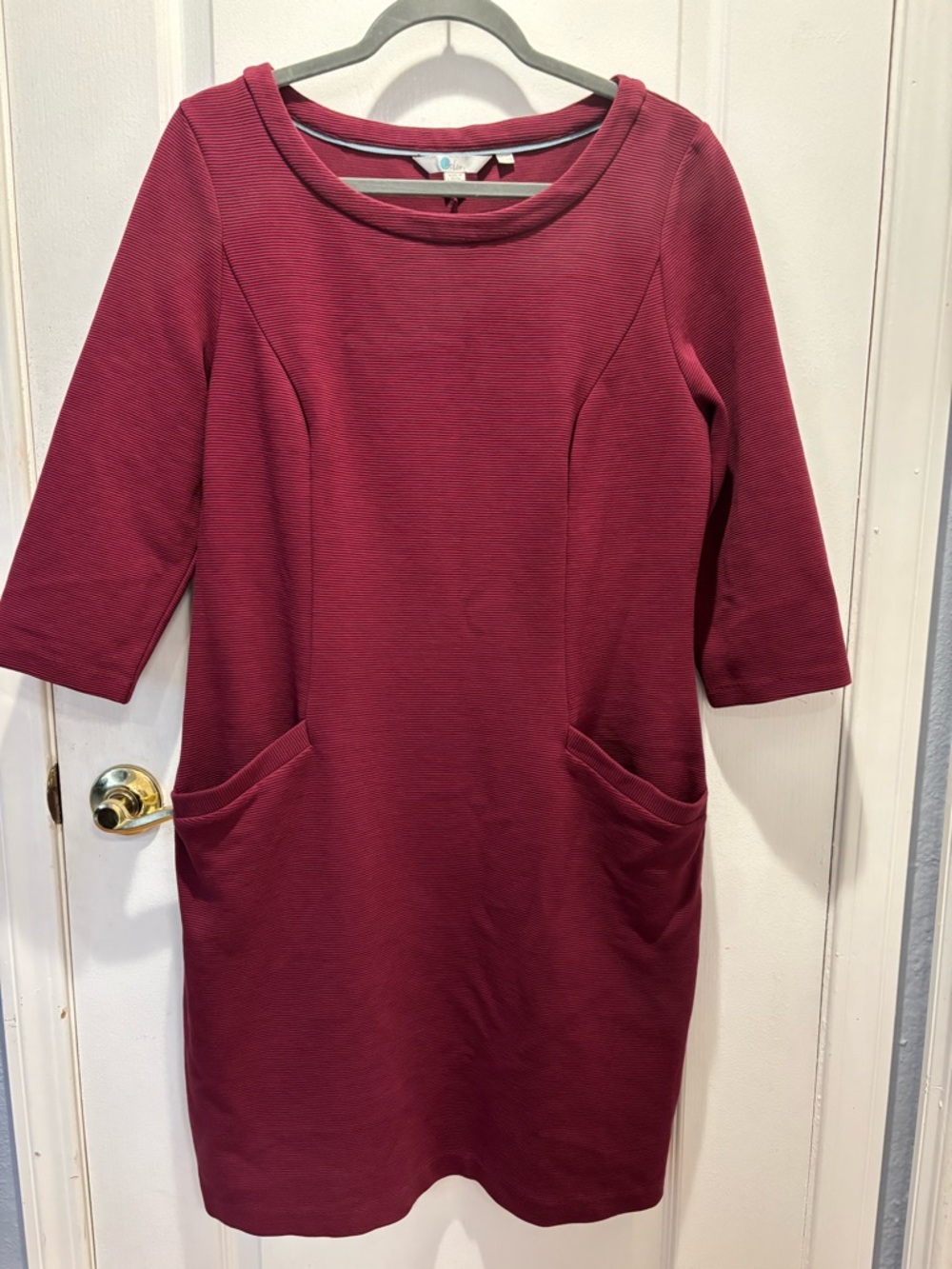 Boden Jasmine Ottoman Dress Burgundy 3/4 Sleeve Sleeve Career Office size US 10